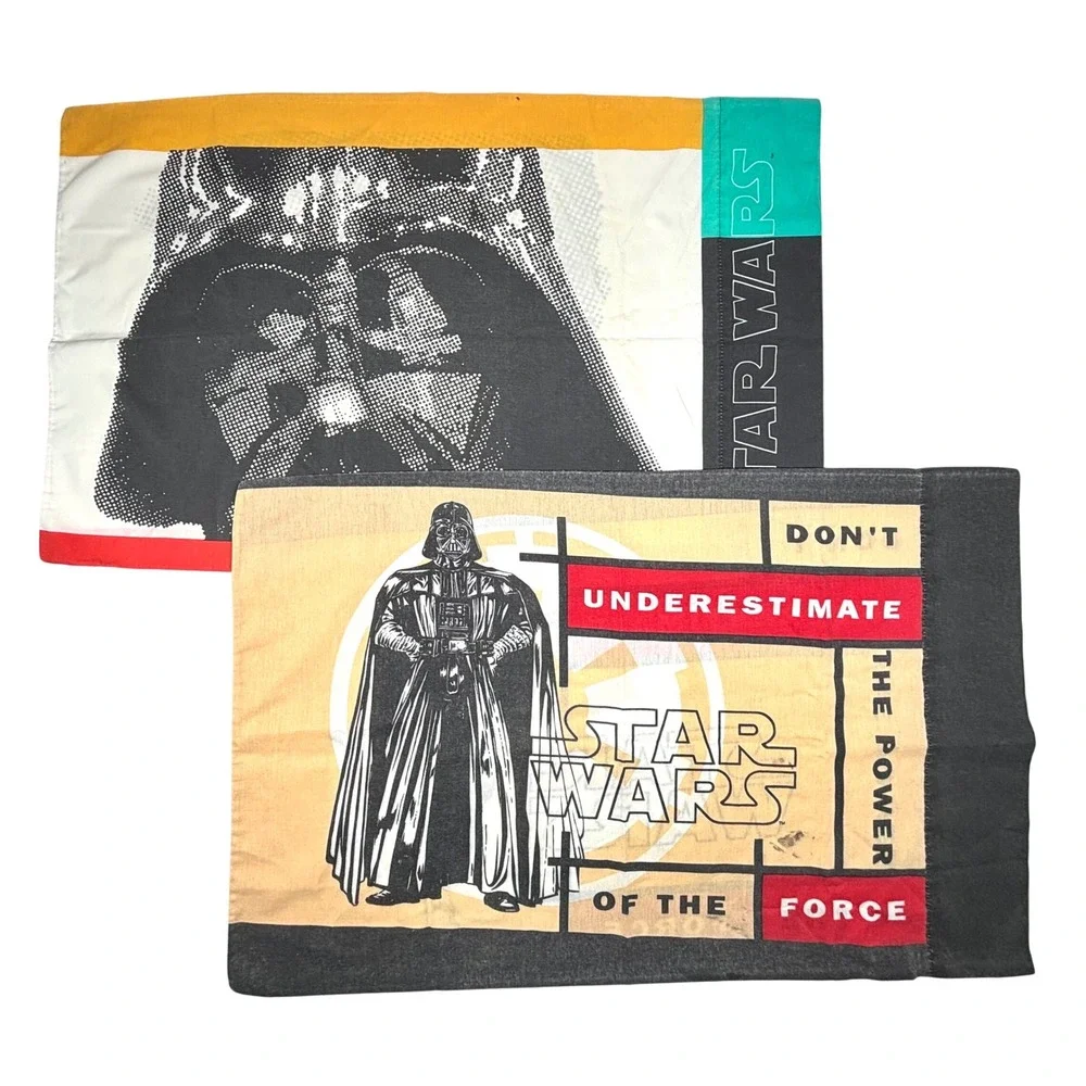 Vintage Star Wars Pillowcase Set Darth Vader Stormtrooper 1997‎ Lucasfilm GUC